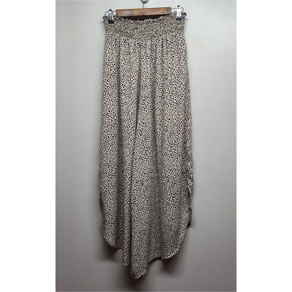 Oddy Harem Pants Women Large Cream Black Pebble Relaxed Side Slit Boho Casual